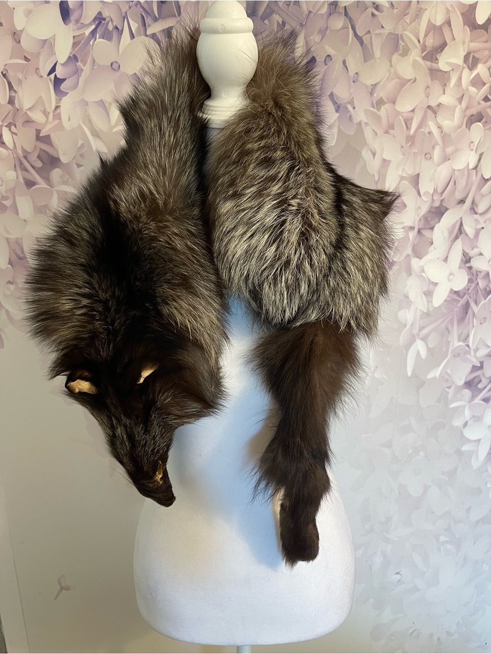Vintage Brown and Gray Fox Fur Stole